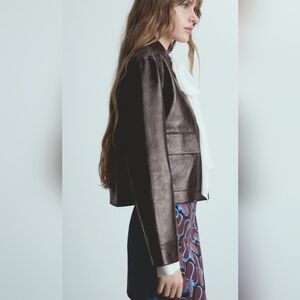 Mango Dark Brown Leather Jacket